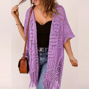 Cárdigan Ligero con Protección Solar UV | Chaqueta de Punto para Playa y Vacaciones | Color Albaricoque