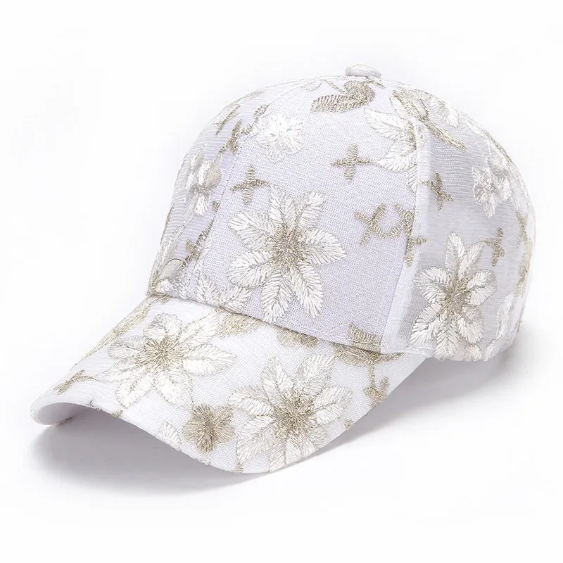 Gorra de Béisbol con Bordado Floral para Mujer | Estilo Retro Seda | Protección Solar UV - Imagen 3