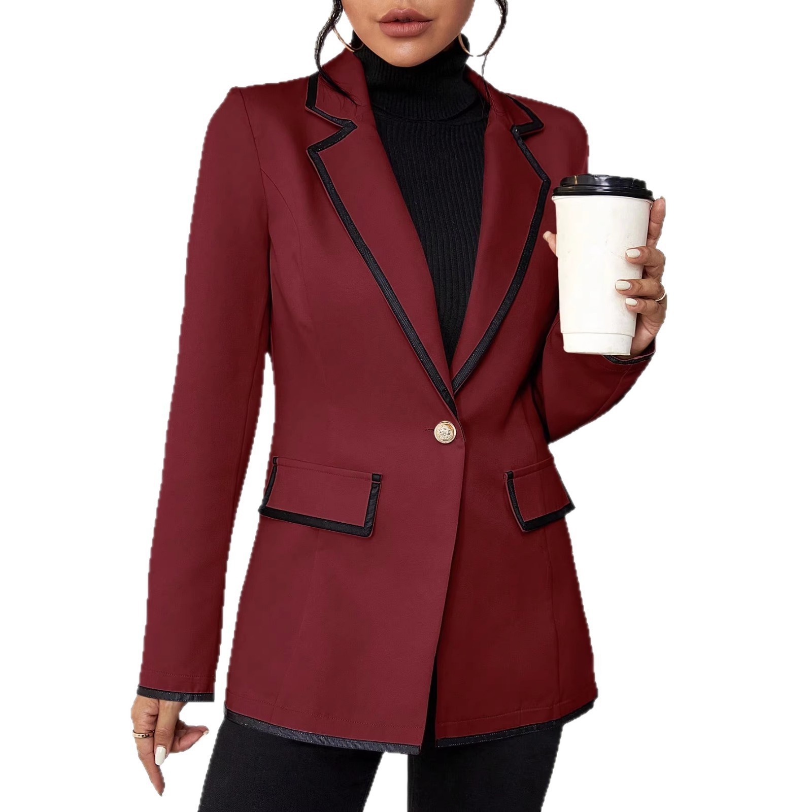 Blazer Elegante para Mujer | Americana Casual Chic Color Albaricoque | Entretiempo - Imagen 5