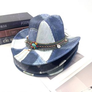 Sombrero de Jazz Retro con Bloques de Color | Plano y Desgastado | Estilo Vintage Unisex