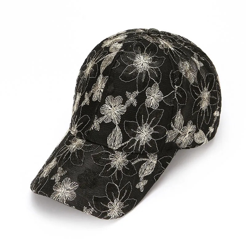 Gorra de Béisbol con Bordado Floral para Mujer | Estilo Retro Seda | Protección Solar UV - Imagen 2