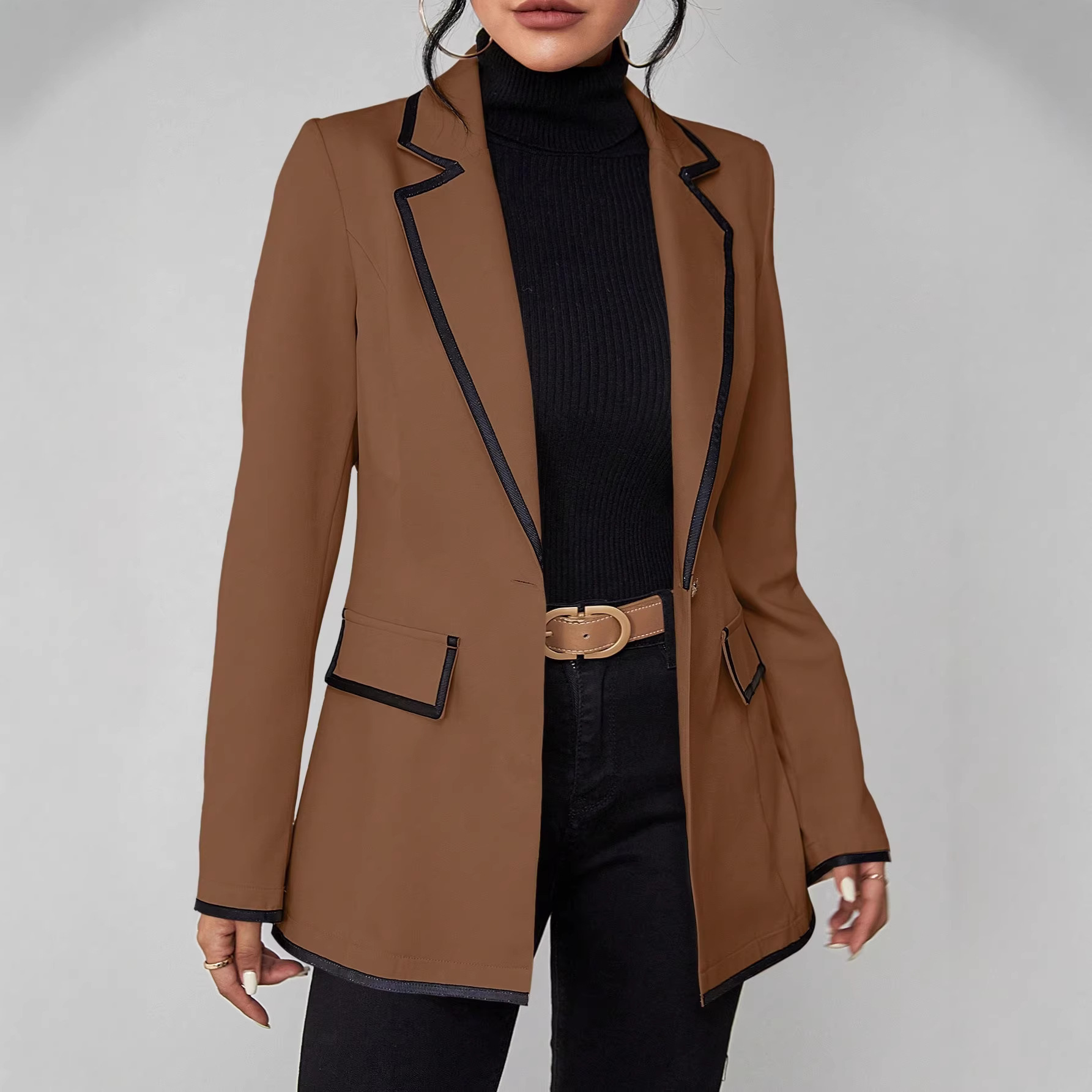Blazer Elegante para Mujer | Americana Casual Chic Color Albaricoque | Entretiempo - Imagen 4