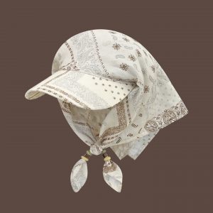 Pañuelo Turbante Retro con Estampado de Anacardo y Cuentas | Ajustable para Mujer | Accesorio Verano