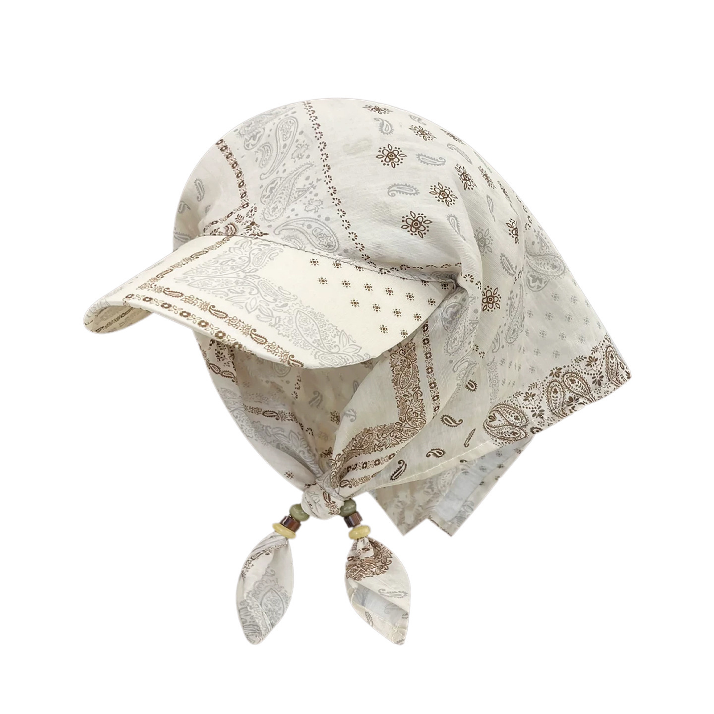 Pañuelo Turbante Retro con Estampado de Anacardo y Cuentas | Ajustable para Mujer | Accesorio Verano - Imagen 3