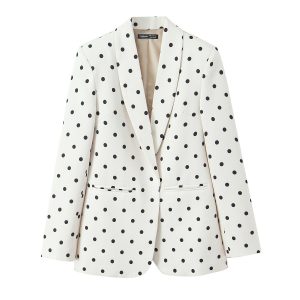 Blazer de Lunares para Mujer | Chaqueta Elegante Estilo Europeo | Americana Casual de Entretiempo
