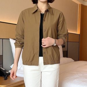 Chaqueta Corta Holgada para Mujer | Cazadora Versátil Color Caqui | Tallas Grandes