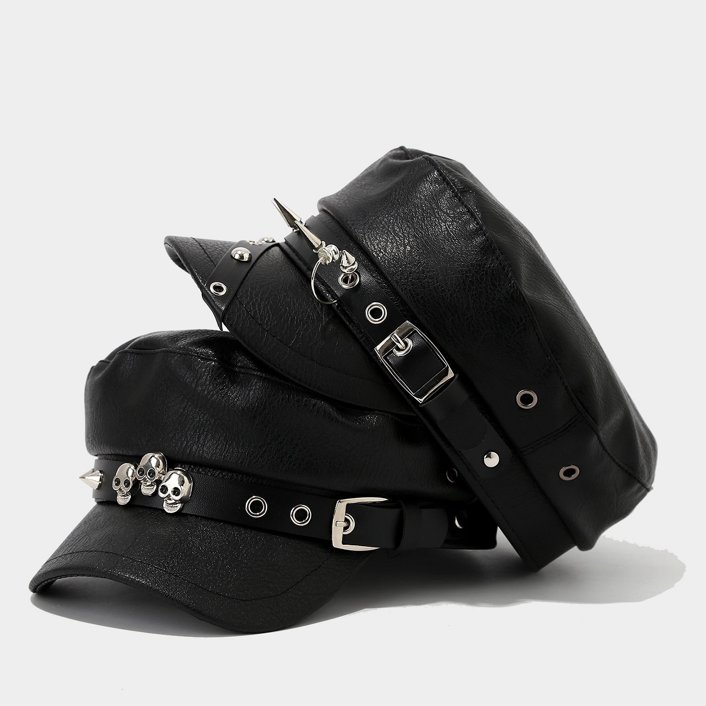 Gorra Newsboy con Hebilla Metálica y Calavera | Estilo Urbano para Mujer | Streetwear y Fiestas
