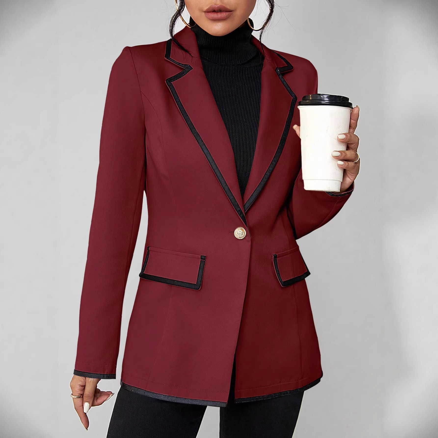 Blazer Elegante para Mujer | Americana Casual Chic Color Albaricoque | Entretiempo - Imagen 7