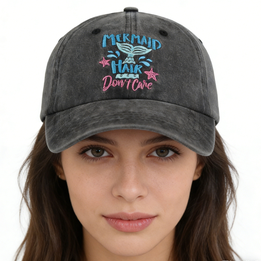 Gorra de Moda con Frase MERMAID HAIR Don't Care | Unisex Divertida y Original | Regalo Ideal