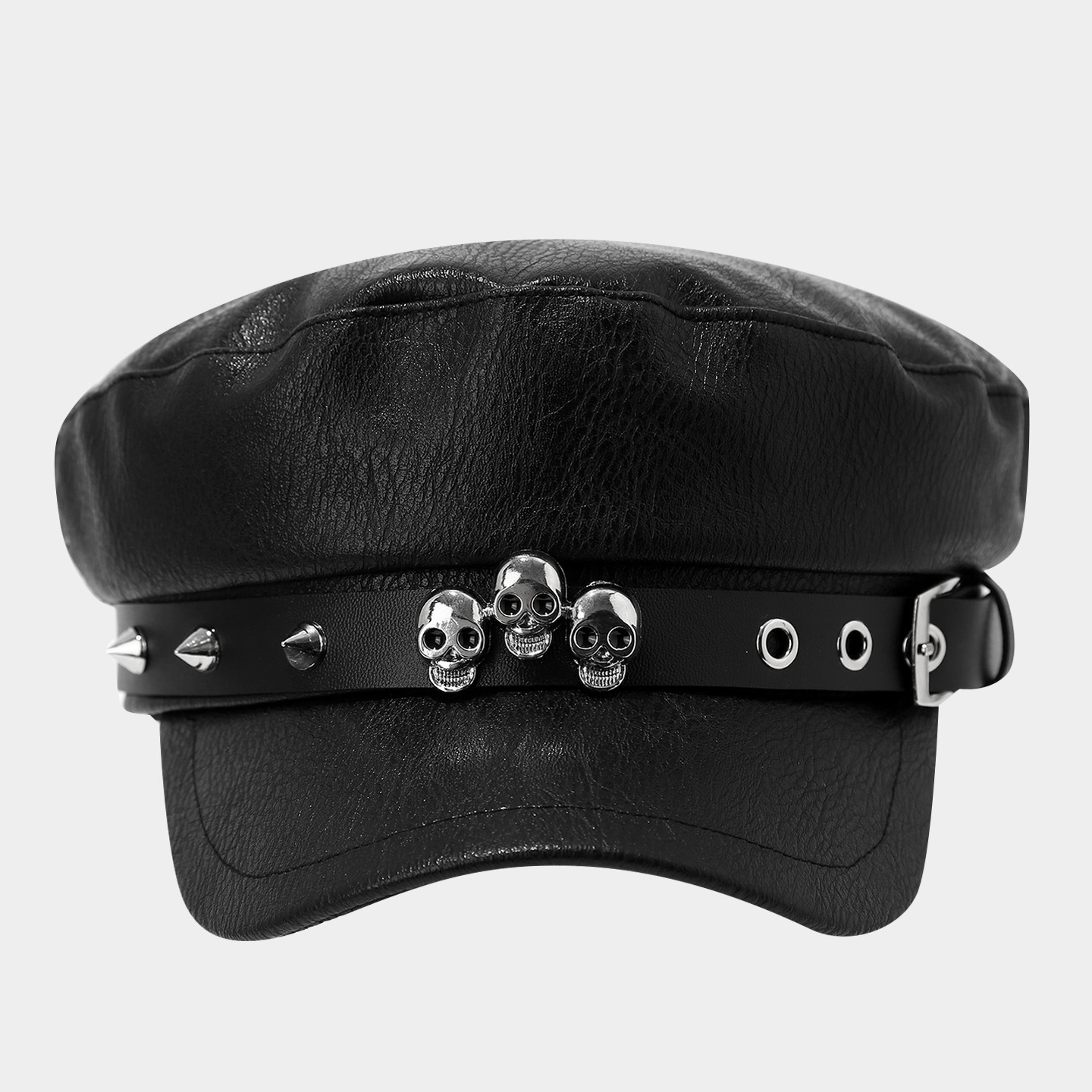 Gorra Newsboy con Hebilla Metálica y Calavera | Estilo Urbano para Mujer | Streetwear y Fiestas - Imagen 2
