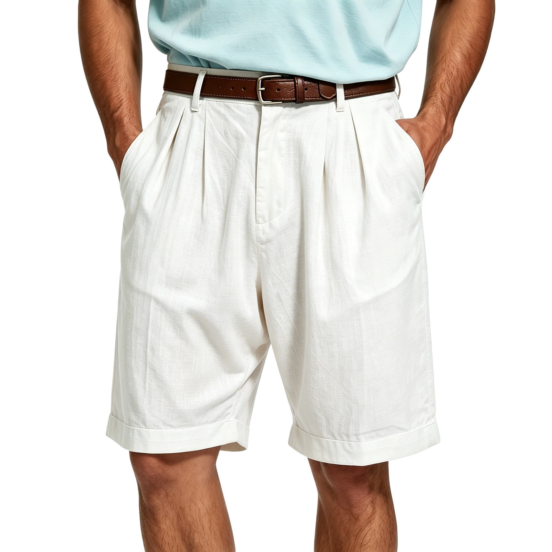 Pantalones Capri Casuales Pierna Recta Estilo Resort para Hombre | Albaricoque Verano - Imagen 8