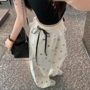 Pantalones de Pierna Ancha con Encaje y Lazo | Elegantes y Románticos para Mujer | Verano 2026