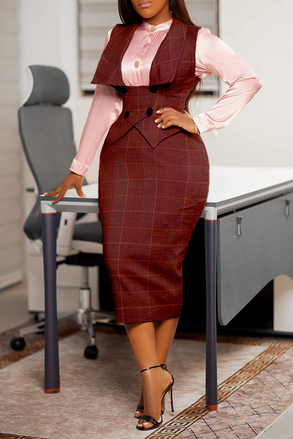 Conjunto de Falda Lápiz y Top Bodycon con Estampado de Cuadros | Elegante y Sexy para Mujer - Imagen 9
