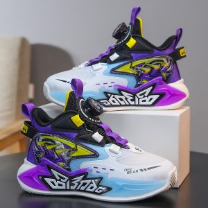Zapatillas de Baloncesto Spin Dunk para Niño | Negras | Malla Transpirable | Tallas 30-40 | Deportivas para Correr | TiendasFR