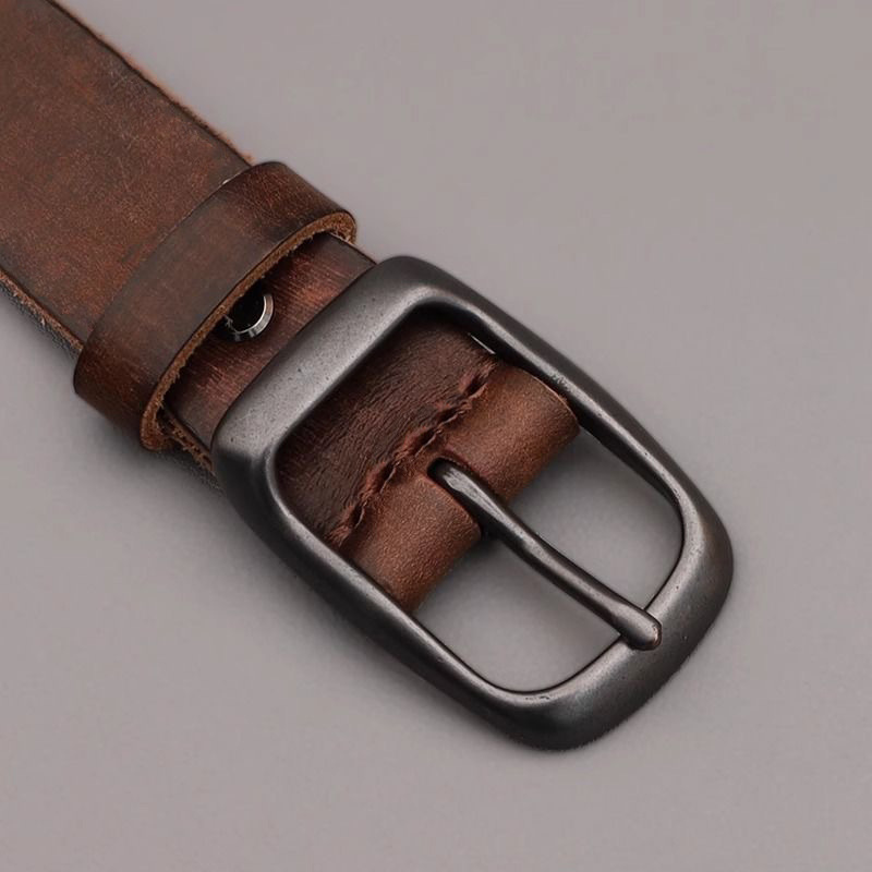 Cinturón de Cuero de Grano Completo con Hebilla de Pasador | Clásico para Hombre | Múltiples Tallas - Imagen 3
