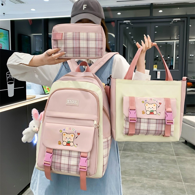 Mochila de Gran Capacidad a Cuadros para Estudiante | Negra | Ideal para Secundaria y Preparatoria | TiendasFR - Imagen 6