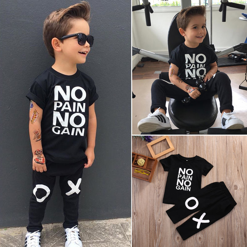 Conjunto de Verano para Niño | Negro | Tallas 80-110 cm | Ropa Fresca de 2 Piezas para Bebé y Niños | TiendasFR