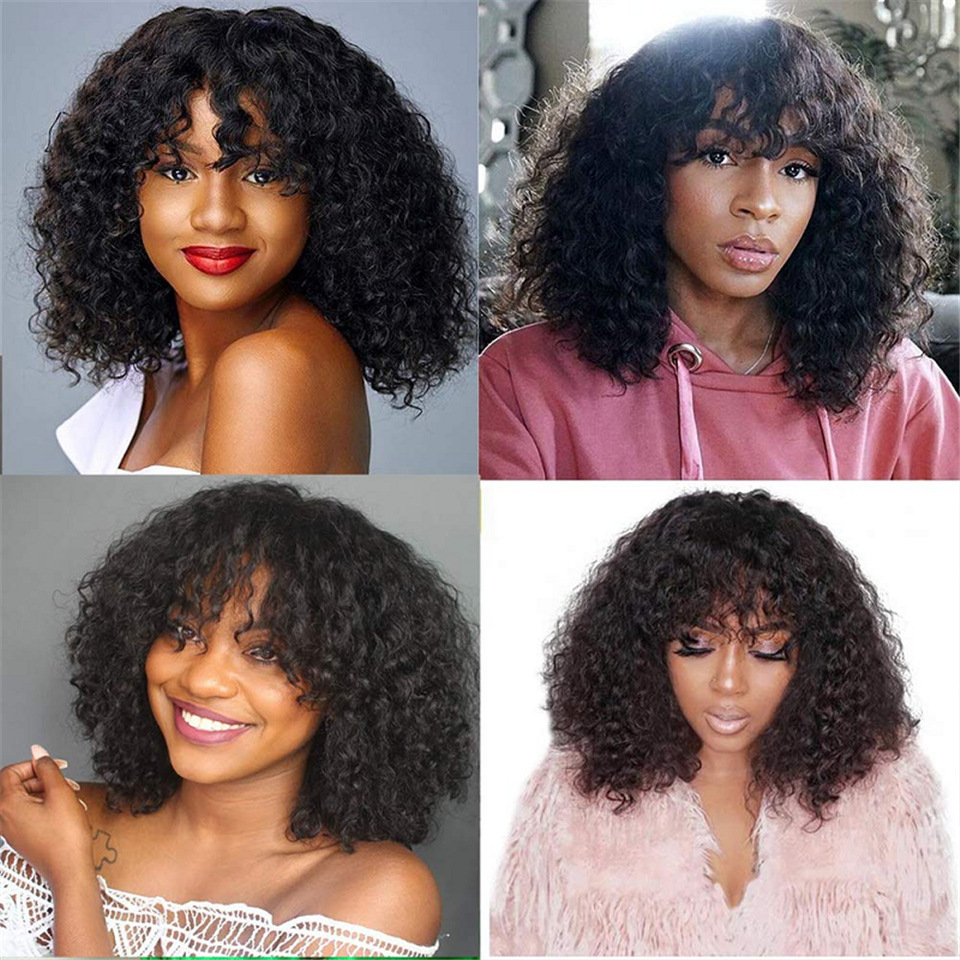 Peluca de Cabello Humano Rizado y Afro con Flequillo | Textura Kinky Natural | Volumen y Estilo Auténtico | TiendasFR - Imagen 4