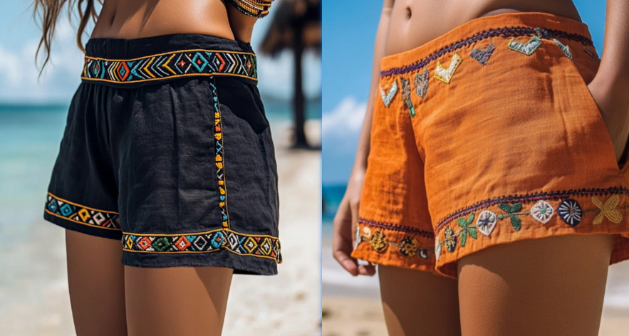 Shorts de Poliéster para Mujer | Cómodos y Ligeros | Verano 2026 en Negro y Naranja - Imagen 2