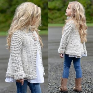 Cárdigan para Niña | Beige | Tallas 90-150 cm | Abrigo Ligero y Versátil para Primavera y Otoño | TiendasFR
