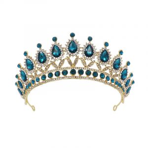 Corona Nupcial Princesa Barroca | Estilo Majestuoso | Color Azul | Joyería de Novia | TiendasFR