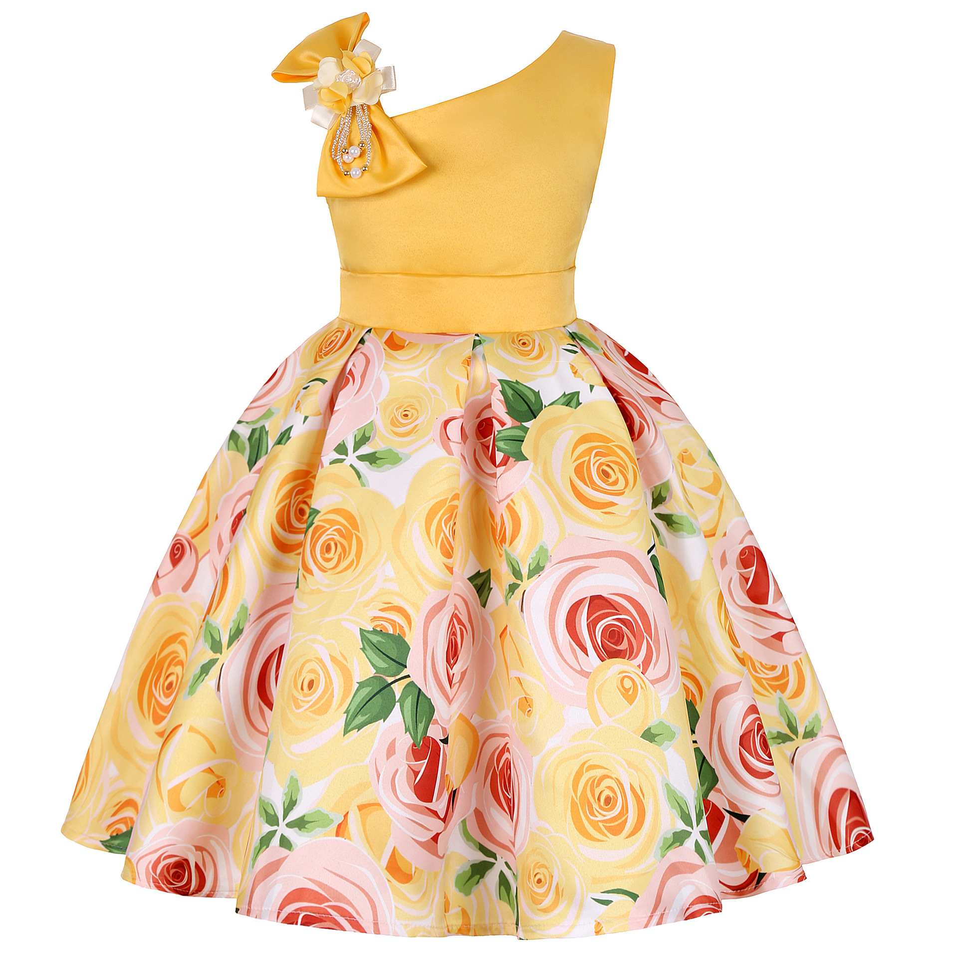 Vestido de Princesa con Estampado Digital para Niña | Azul | Tallas 100-150 cm | Ropa Elegante para Eventos y Diario | TiendasFR