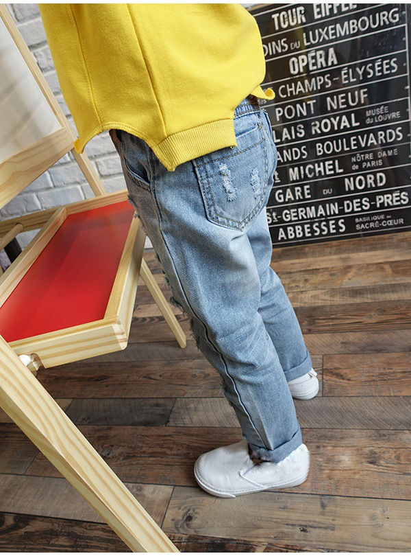 Pantalón Vaquero Rasgado para Niño | Estilo Coreano | Azul | Tallas 100-150 cm | Ropa Moderna y Trendy | TiendasFR - Imagen 2