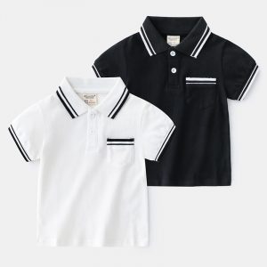 Camiseta Polo Infantil de Algodón para Niño | Negro Básico | Tallas 90-130 cm | Ropa Cómoda para Colegio y Diario | TiendasFR