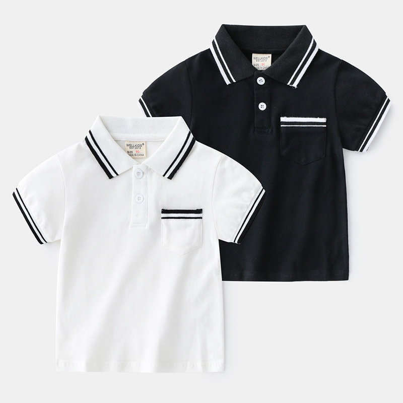Camiseta Polo Infantil de Algodón para Niño | Negro Básico | Tallas 90-130 cm | Ropa Cómoda para Colegio y Diario | TiendasFR