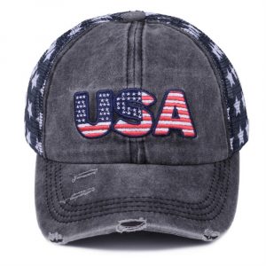 Gorra de Béisbol Vintage con Estampado de Estrellas y Bandera Americana