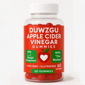 Vinagre de Manzana Gummies | 60 Gomitas | Non-GMO y Sin Gluten | Apoyo Digestivo | Sabor Agradable | TiendasFR