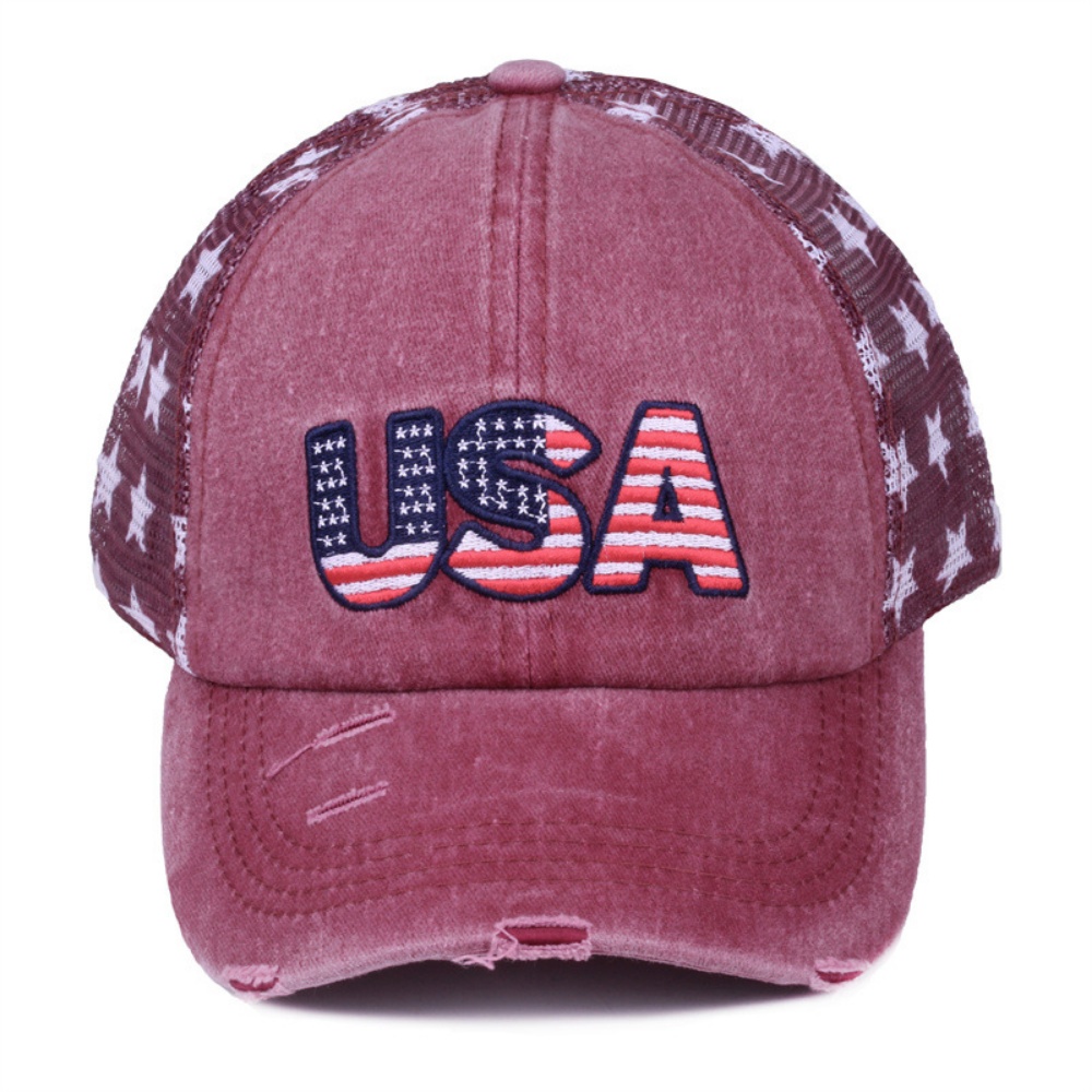 Gorra de Béisbol Vintage con Estampado de Estrellas y Bandera Americana - Imagen 5
