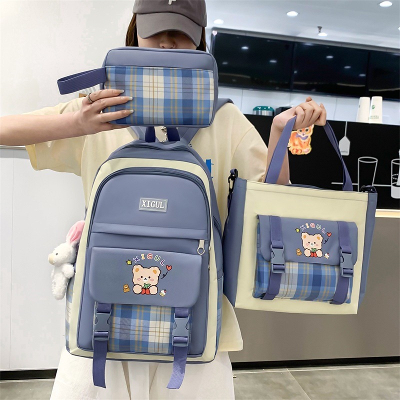 Mochila de Gran Capacidad a Cuadros para Estudiante | Negra | Ideal para Secundaria y Preparatoria | TiendasFR - Imagen 10