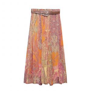 Falda Midi Estampada con Cinturón para Mujer | Elegante y Versátil | Primavera-Verano 2026