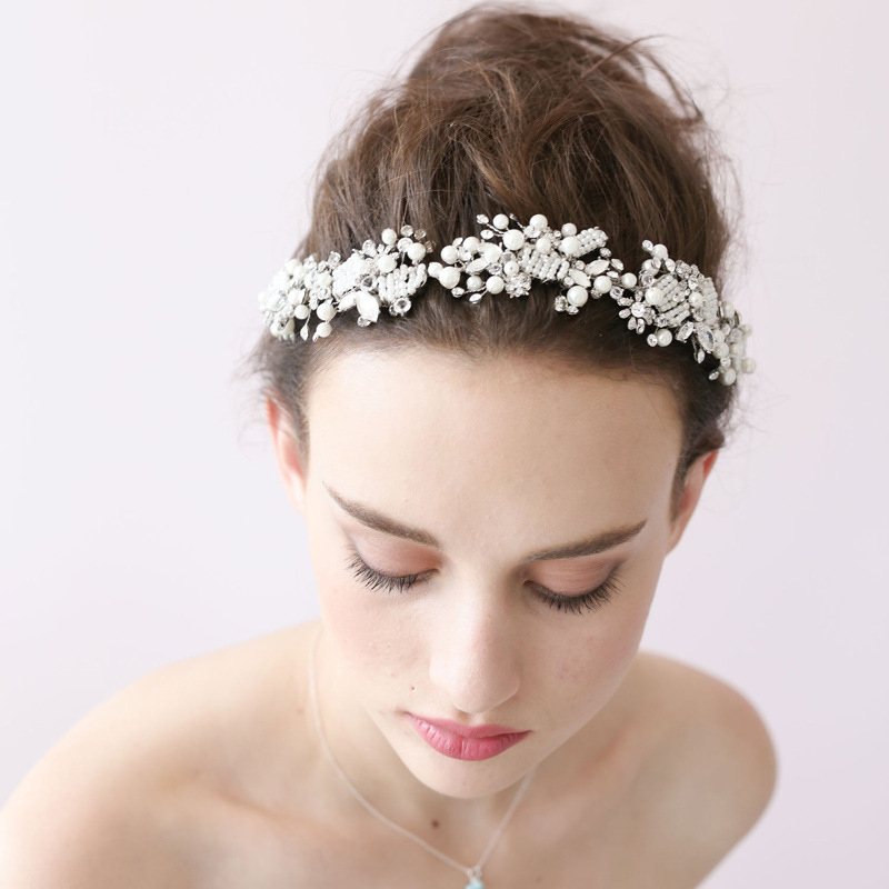 Diadema de Novia con Cuentas | Accesorio Nupcial | Estilo Bohemio | Color Plata | Bodas y Eventos | TiendasFR