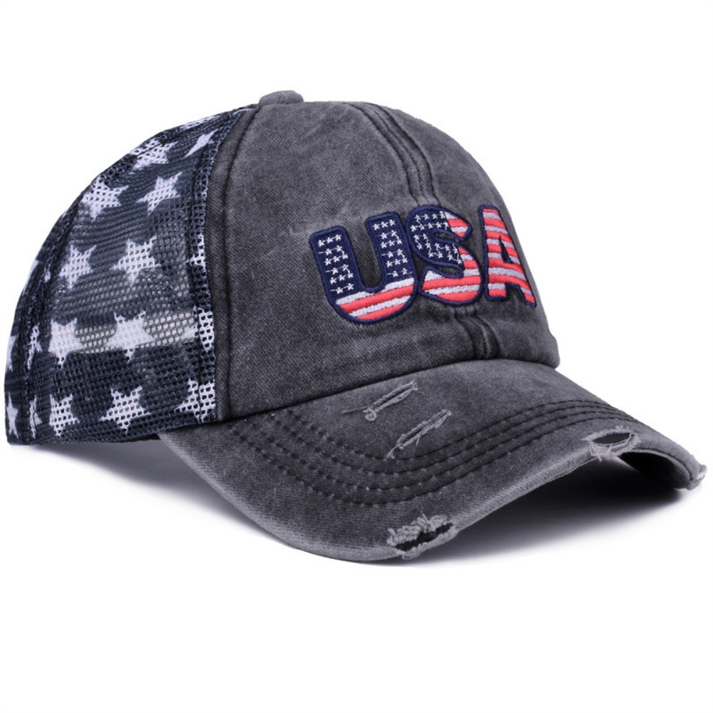 Gorra de Béisbol Vintage con Estampado de Estrellas y Bandera Americana - Imagen 2