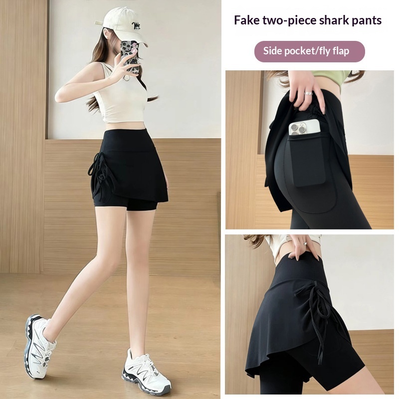 Shorts de Yoga de Tiro Alto con Efecto Dos Piezas | Falso Conjunto Deportivo | Verano 2026 - Imagen 5