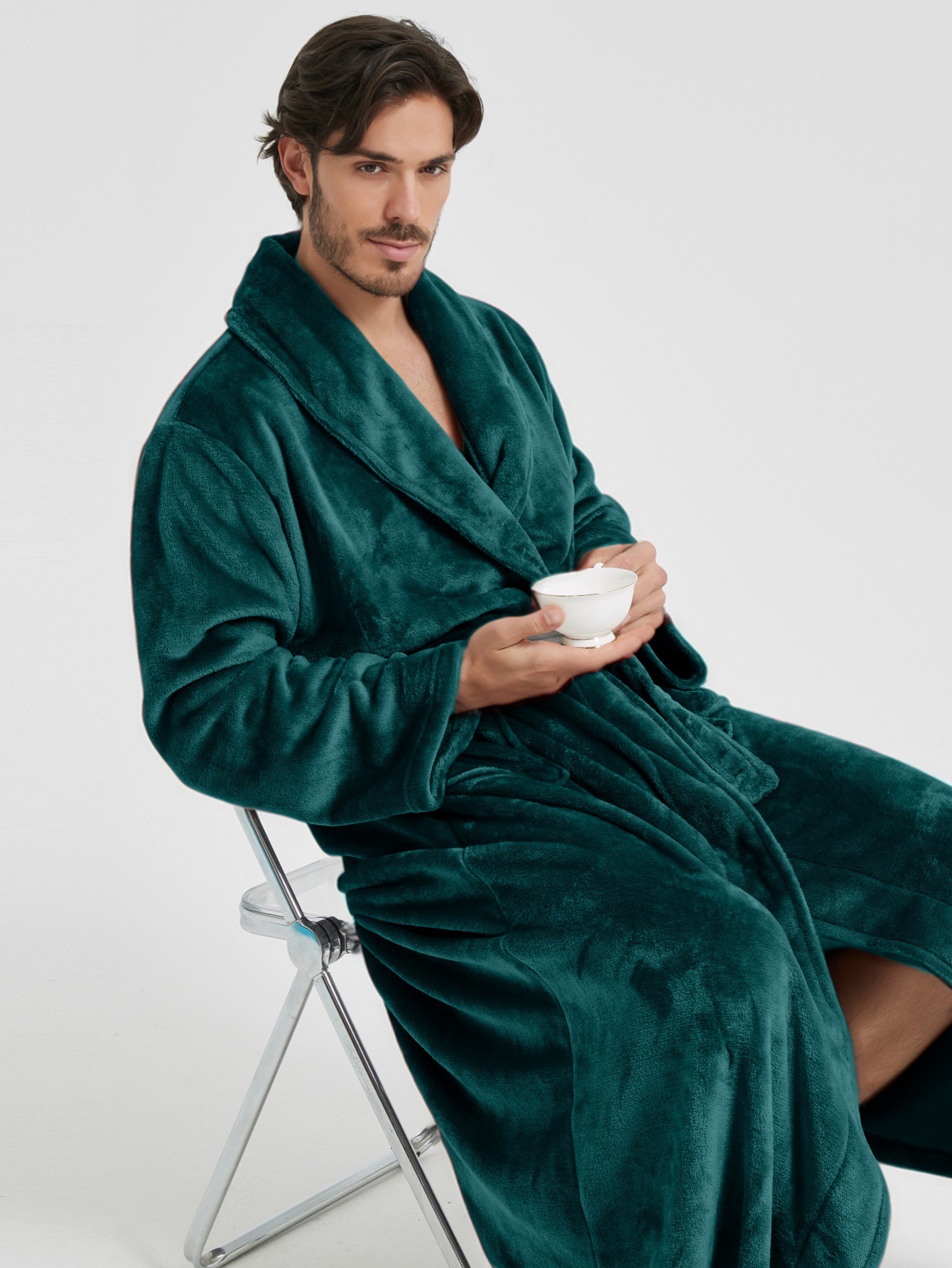 Bata de Casa de Franela para Hombre | Estilo Europeo y Americano | Cálida y Cómoda - Imagen 5