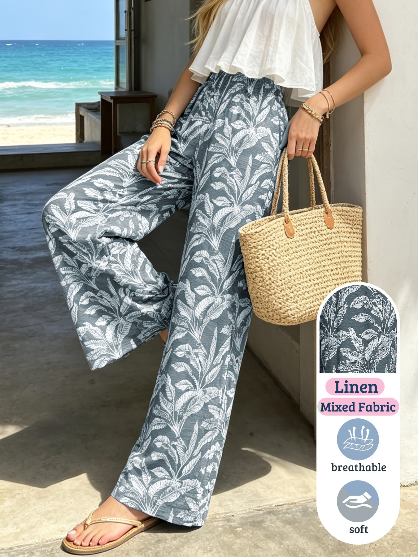 Pantalones de Tiro Alto y Corte Holgado | Estilo Vacacional Transpirable | Verano 2026 - Imagen 8