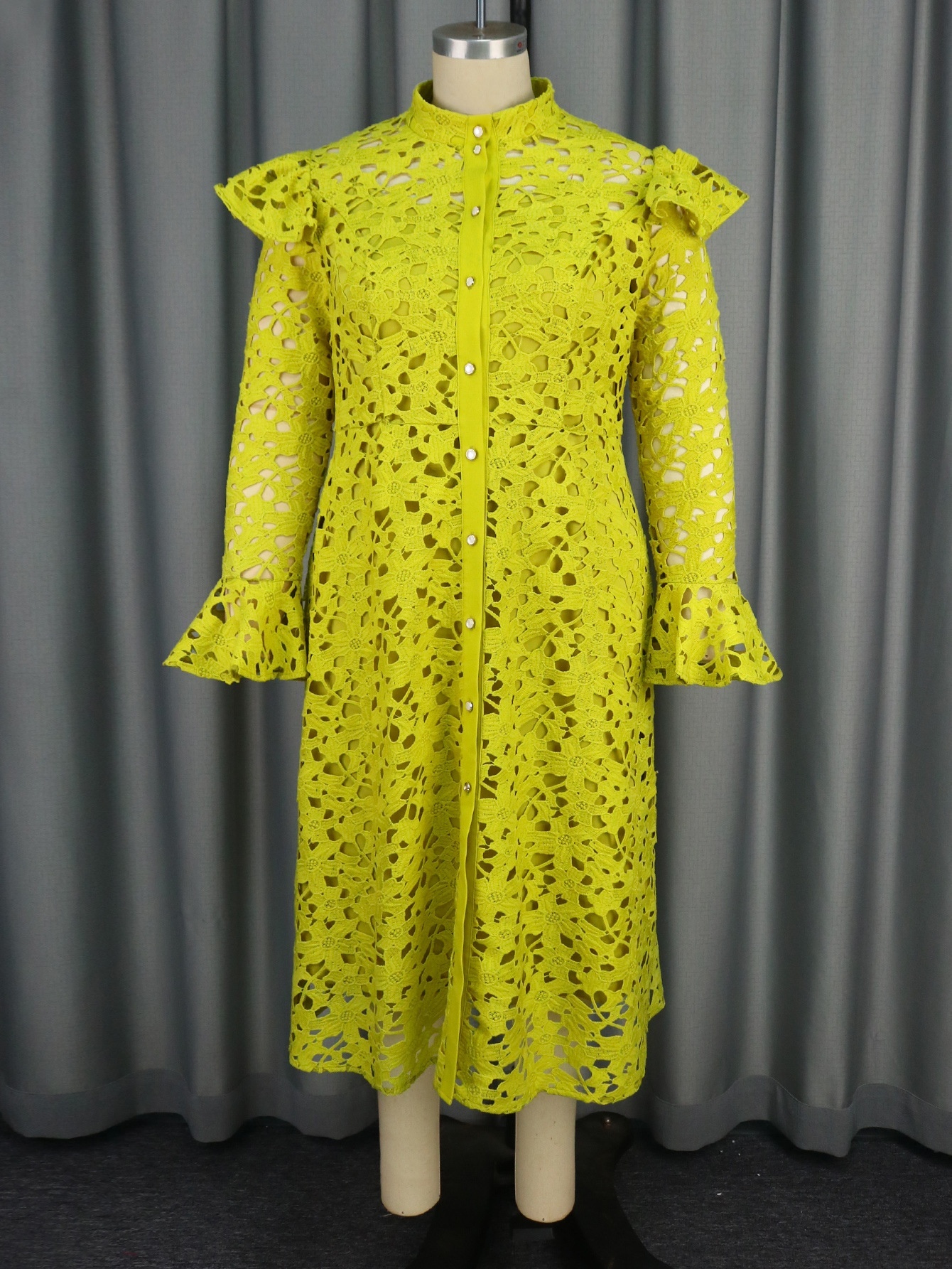 Conjunto de Chaqueta de Encaje y Vestido Interior | Cuello Tortuga Elegante | Azul Oscuro Eventos - Imagen 4