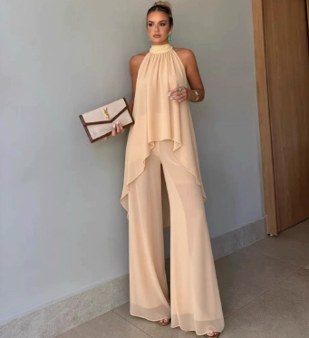Conjunto Elegante de Dos Piezas para Mujer | Top Sin Mangas + Falda | Color Liso Entretiempo - Imagen 3