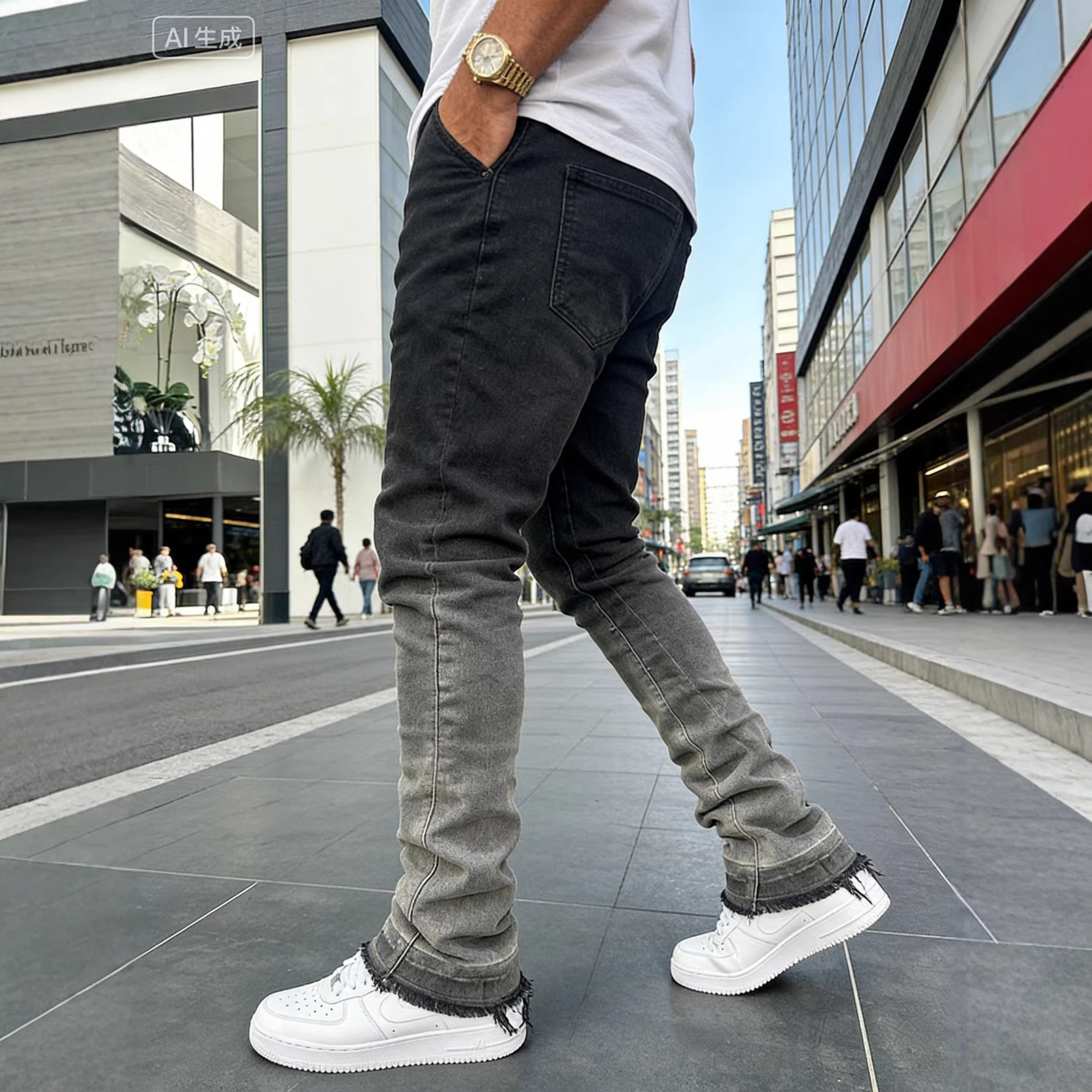 Pantalones Vaqueros de Alta Gama con Lavado Degradado para Hombre | Estilo Moderno - Imagen 5