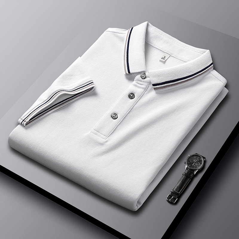 Polo de Manga Corta con Cuello Vuelto para Hombre | Negro Clásico y Versátil