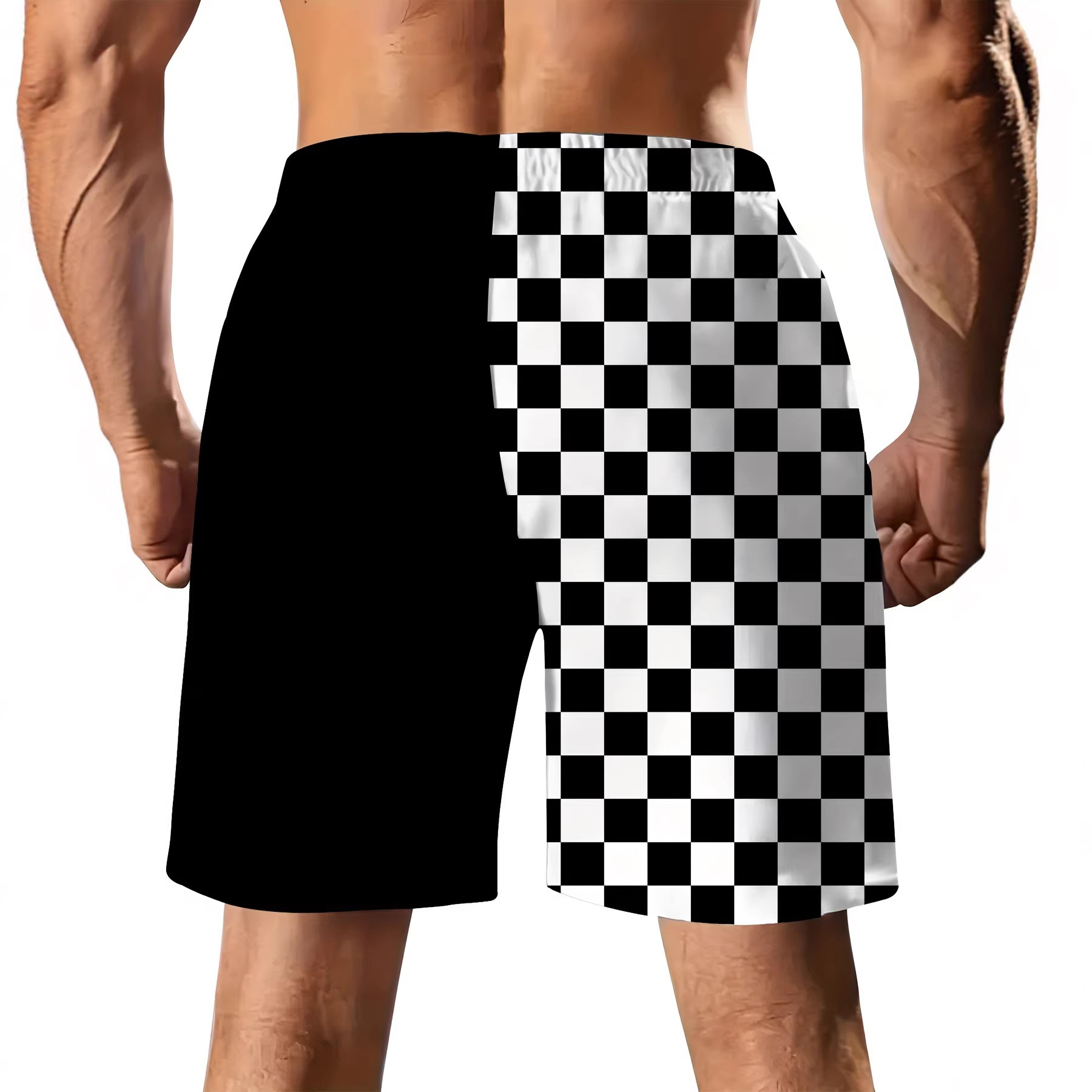 Shorts de Verano Holgados con Cuadros Bicolor para Hombre | Transpirables y Modernos - Imagen 6