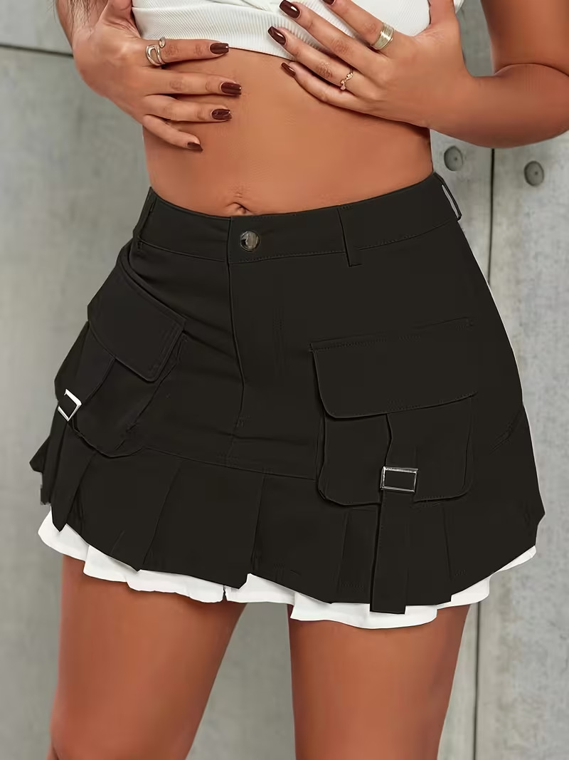 Vestido Utilitario con Volantes y Bolsillos con Solapa | Estilo Retro Casual para Mujer - Imagen 2