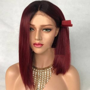 Peluca Peruana de Cabello Humano | Encaje Frontal | Water Wave | Color Rojo | Sin Pegamento | TiendasFR