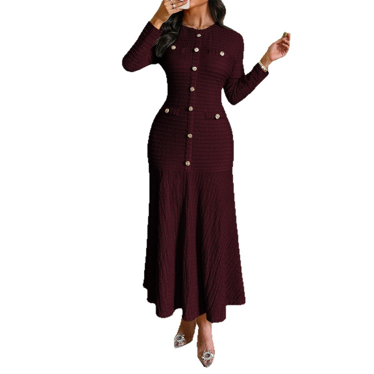 Vestido Tubo de Manga Corta Color Liso para Mujer | Elegante Versátil | Primavera-Verano 2026 - Imagen 5