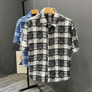 Camisa de Manga Corta Estilo Chanel con Solapa para Hombre | Verano Elegante
