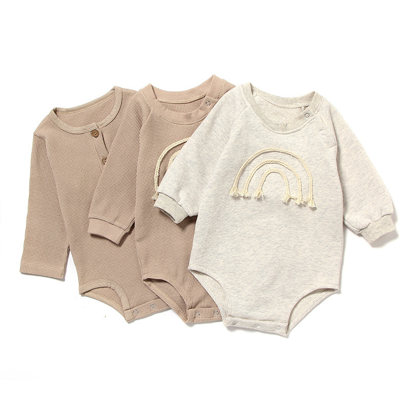 Pelele de Manga Larga con Tejido Gofrado para Bebé | Beige | Tallas 59-90 cm | Ropa Suave para Primavera y Otoño | TiendasFR - Imagen 5