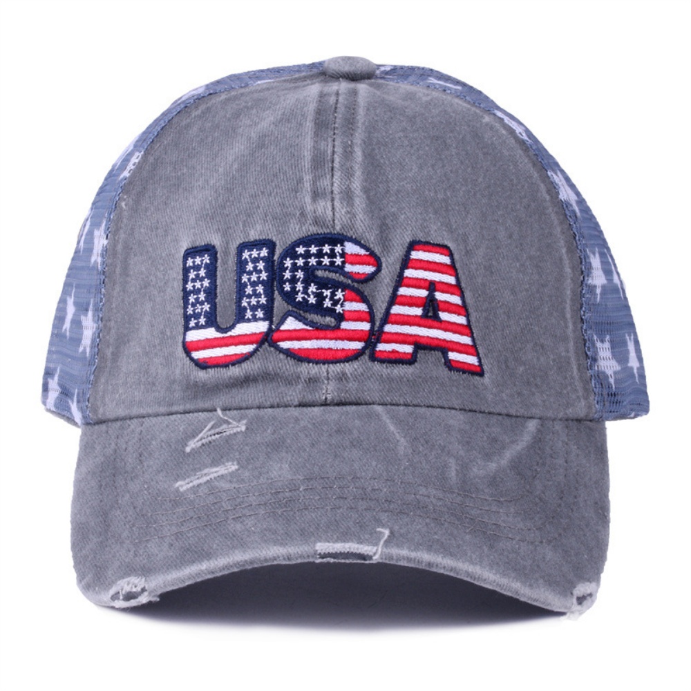Gorra de Béisbol Vintage con Estampado de Estrellas y Bandera Americana - Imagen 4
